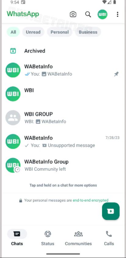 WhatsApp arayüz sohbet