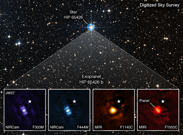 James Webb Uzay Teleskobu, ötegezegen HIP 65426 b'nin bu görüntüsünü yakaladı.